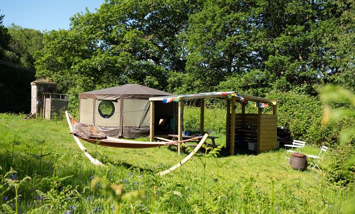 Idris yurt with private kitchen compost loo and shower, glamping Snowdonia